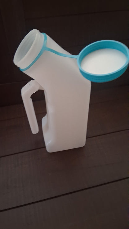 Pee Bottle lid and target are illuminated.Perfect for long trips, hospital stays Sporting events